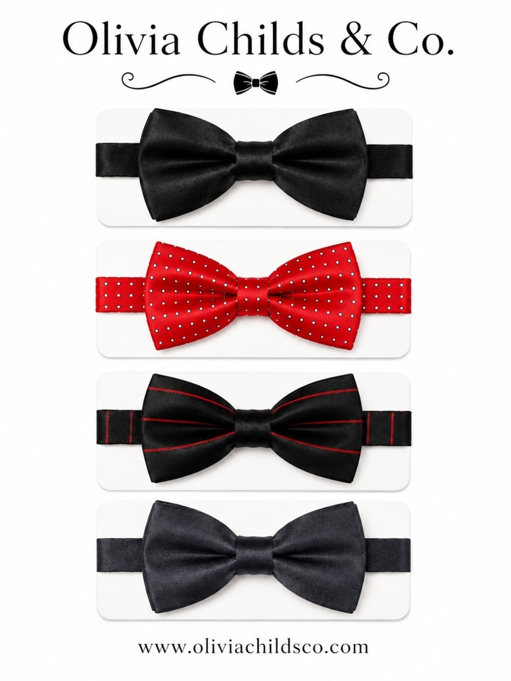 New w/o Tags- Infant Tddler Boys Bow Tie Set - Black, Red, Burgundy, Navy